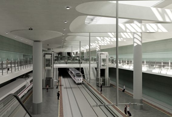 Pasarela central de la estación de Atocha tras la ampliación. 